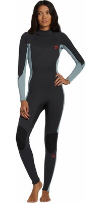 2024 Billabong Womens Foil 3/2mm Flatlock Back Zip Wetsuit ABJW100183 - Washed Black